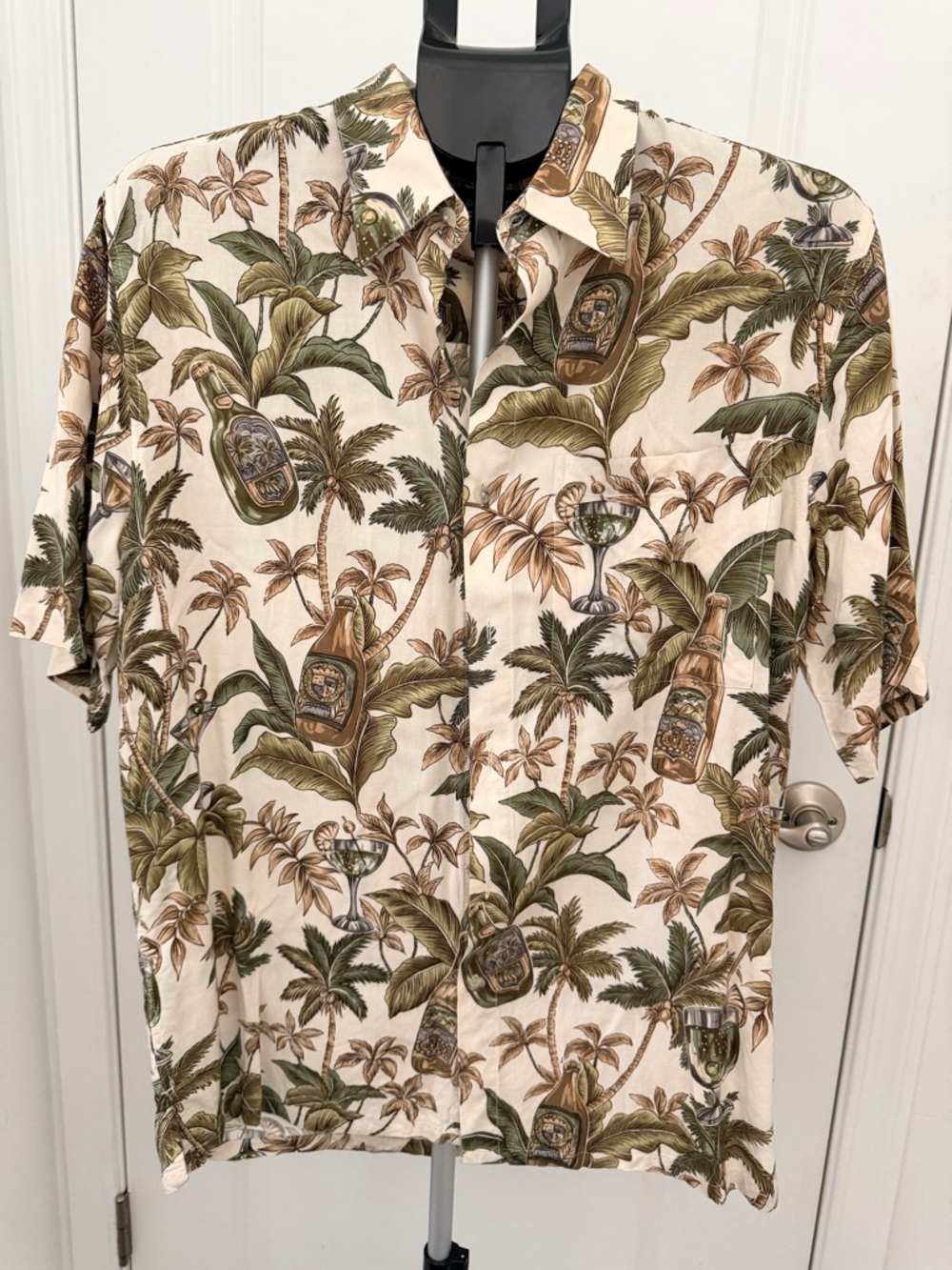 croft & barrow Cream Tropical Palm Print Camp Shirt